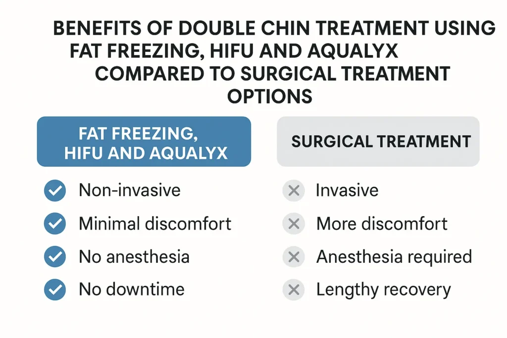 Graphic about the benefits of double chin treatment Kirkstall - from LA LIPO