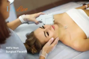 Woman having Hi-Fu to reduce wrinkles Kirkstall.