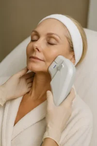 Woman receiving HIFU non surgical facelift treatment Kirkstall